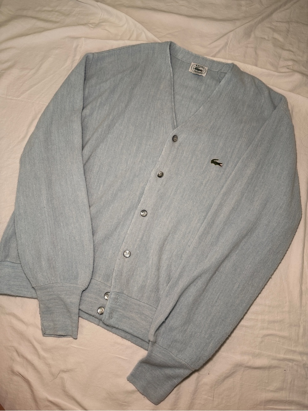 Izod Light Blue Knit Sweater with Crocodile Logo Vintage